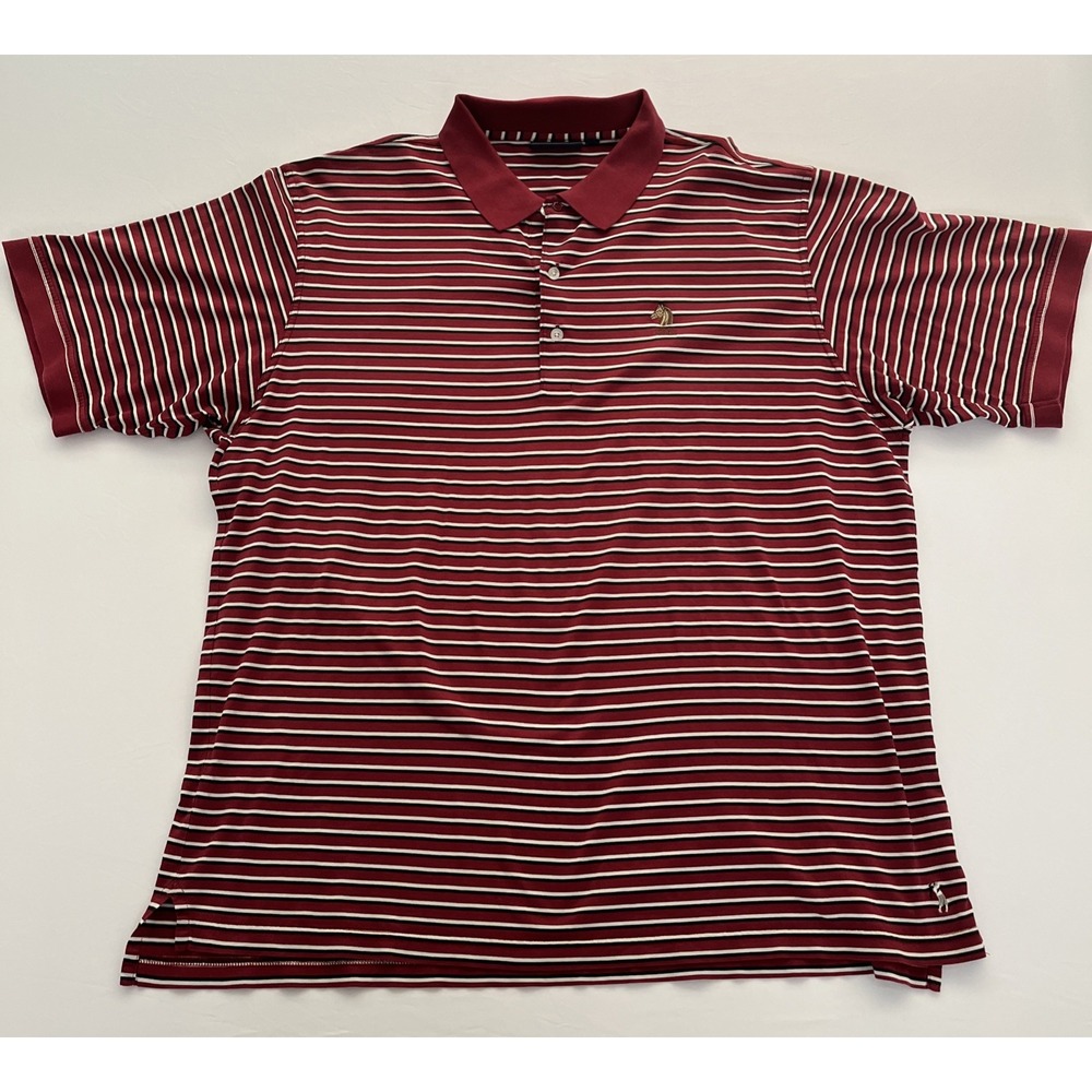 Bobby Jones Players Polo Shirt Mens Large Maroon Striped Horse Logo Golf VTG